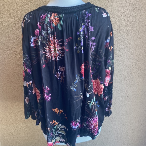 JOHNNY WAS SILK AND VELVET BLOUSE - Picture 3 of 9